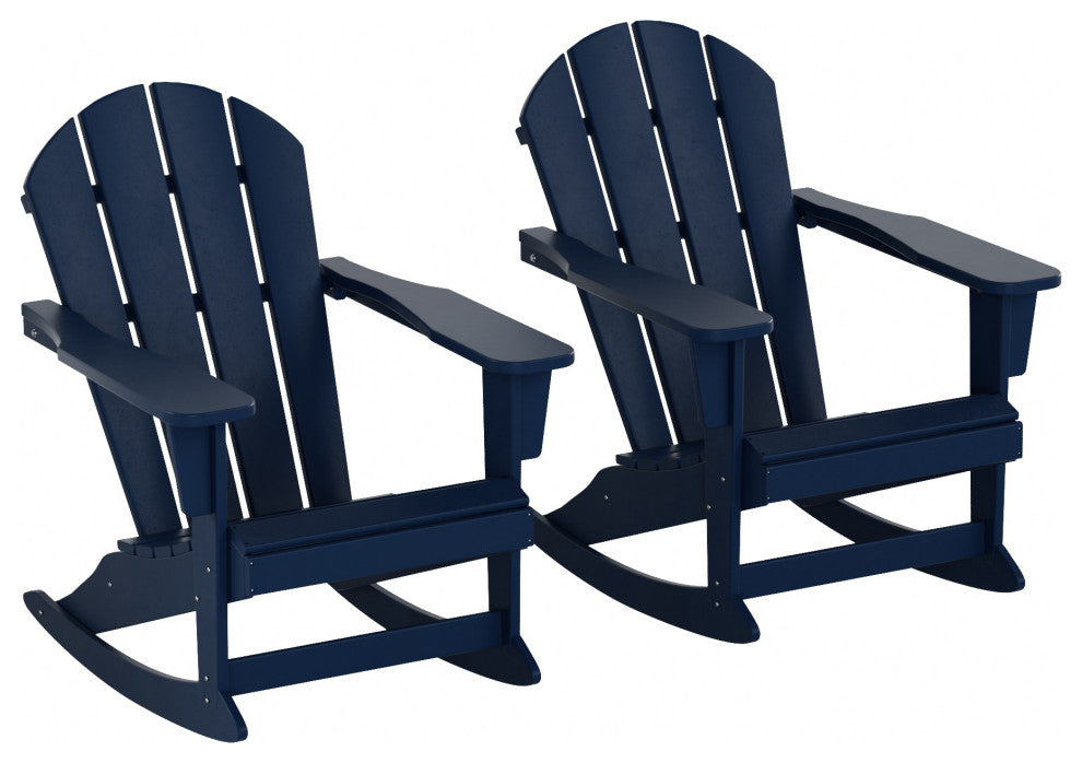 WestinTrends 2PC Outdoor Patio Porch Rocker Classic Adirondack Rocking Chair Set, Navy Blue