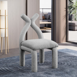 Xena Boucle Fabric Upholstered Accent/Dining Chair, Grey