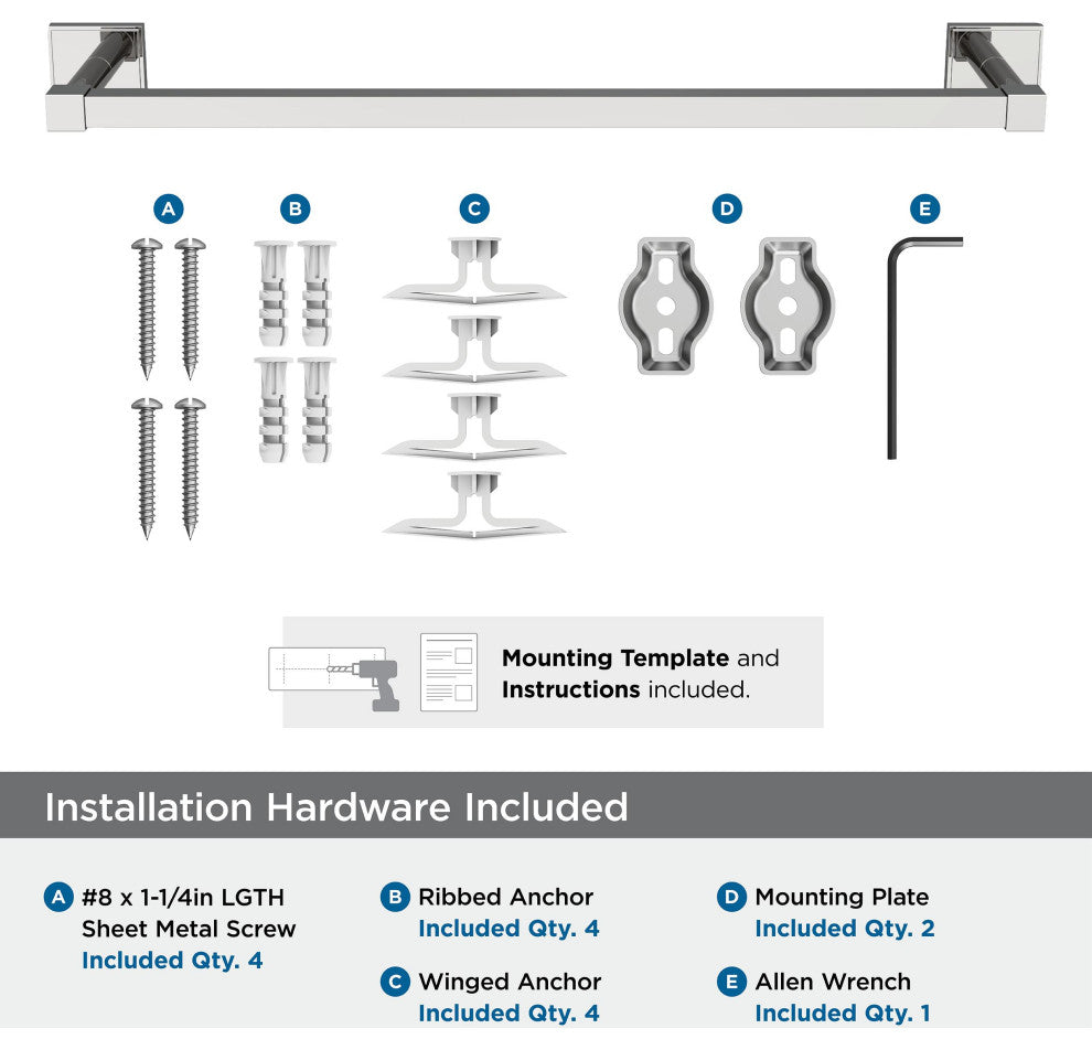 Appoint Traditional Towel Bar, Chrome, 18" Center-to-Center