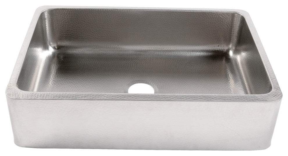 Lange Stainless Steel 32" Single Bowl Farmhouse Undermount Kitchen Sink, Brushed Stainless Steel