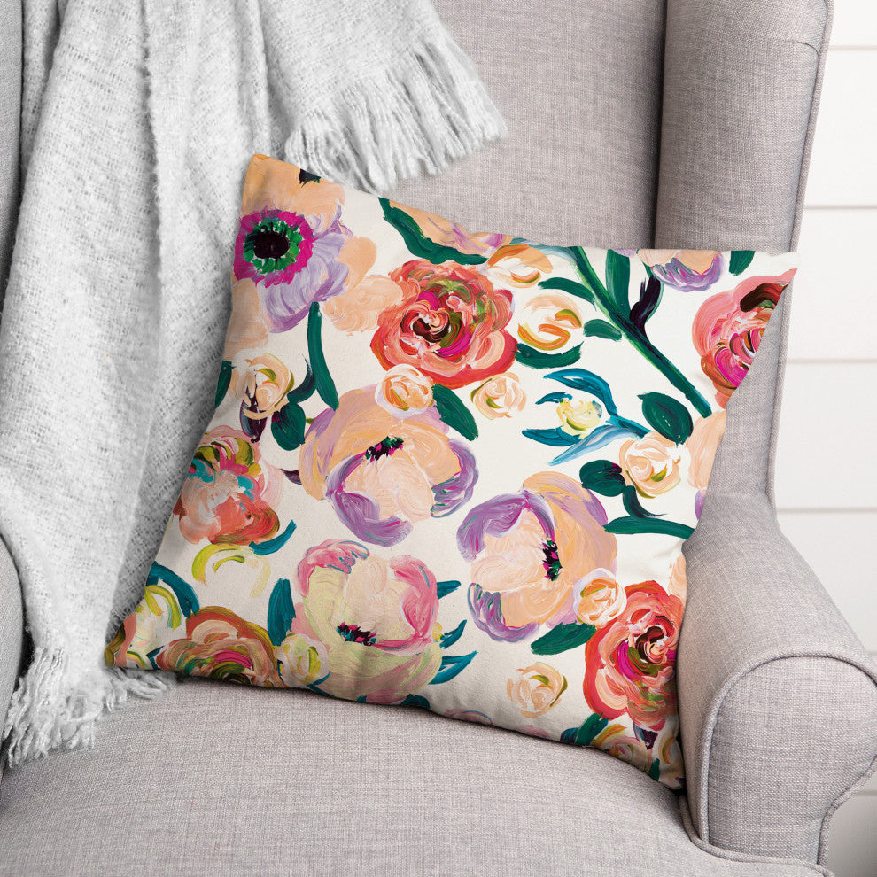 Painted Florals 2 16x16 Indoor / Outdoor Pillow
