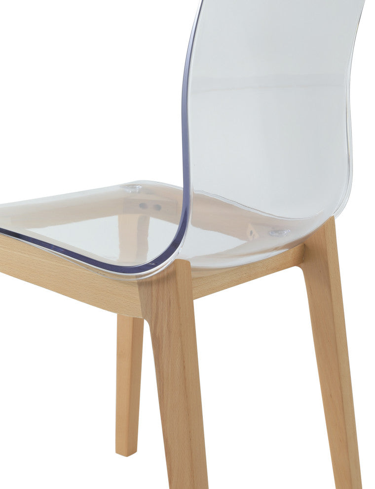 LeisureMod Marsden Modern Dining Chair With Beech Legs Set of 2, Natural Wood