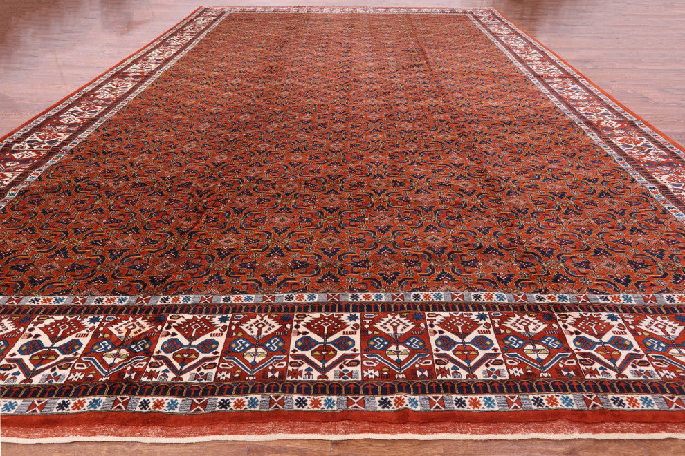 15' 8" X 25' 5" Fine Persian Bijar Handmade Wool On Wool Rug Q9443