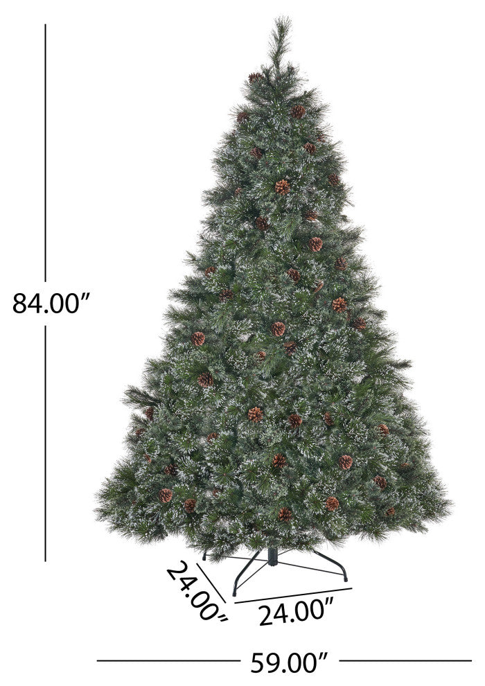 Jody 7' Pine and Mixed Spruce Artificial Christmas Tree, Pre-Lit Clear