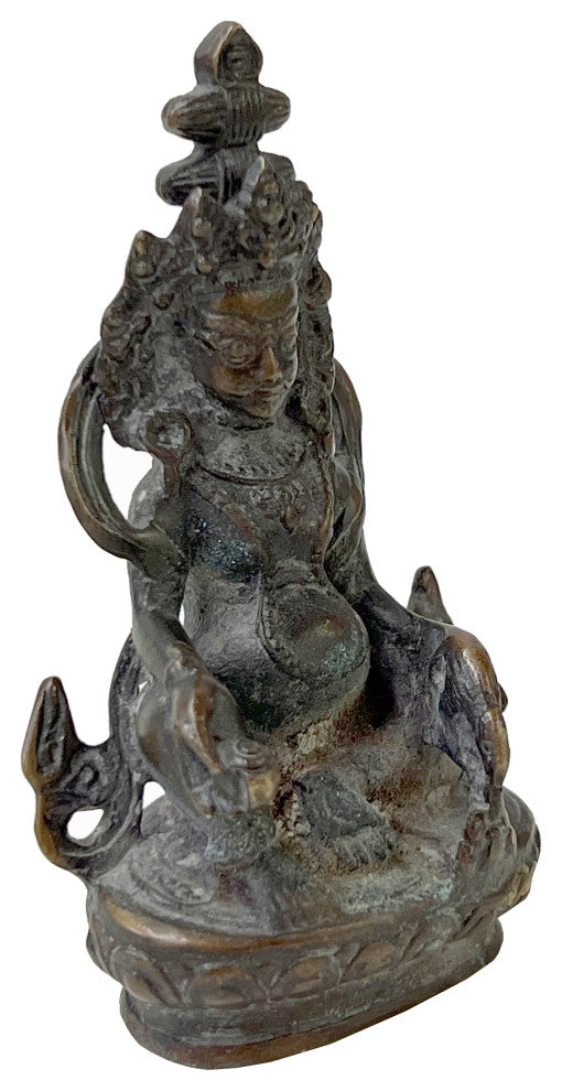 Distressed Marks Bronze Color Metal Zambala Fortune Deity Statue Hws2408