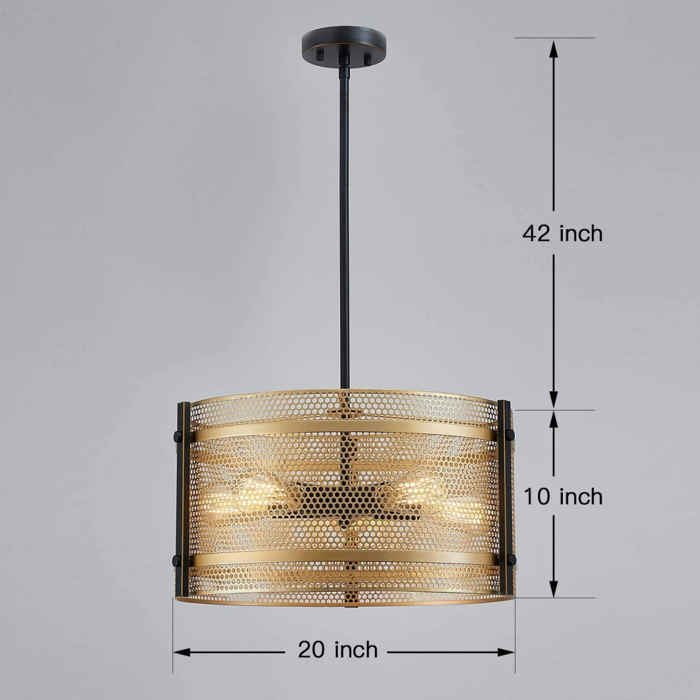 5 Light Farmhouse Chandelier Gold Pendant Light Fixture