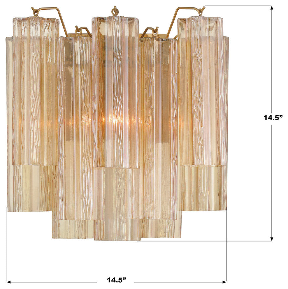 Crystorama Lighting Group ADD-303-AM Addis 2 Light 15" Tall Wall - Aged Brass