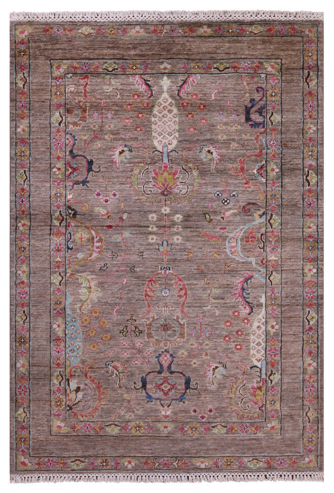 3' 6" X 5' 1" Persian Tabriz Hand Knotted Wool Rug Q10032