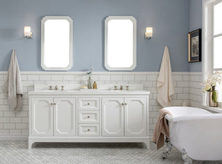 72" Wide Pure White Double Sink Quartz Carrara Bathroom Vanity