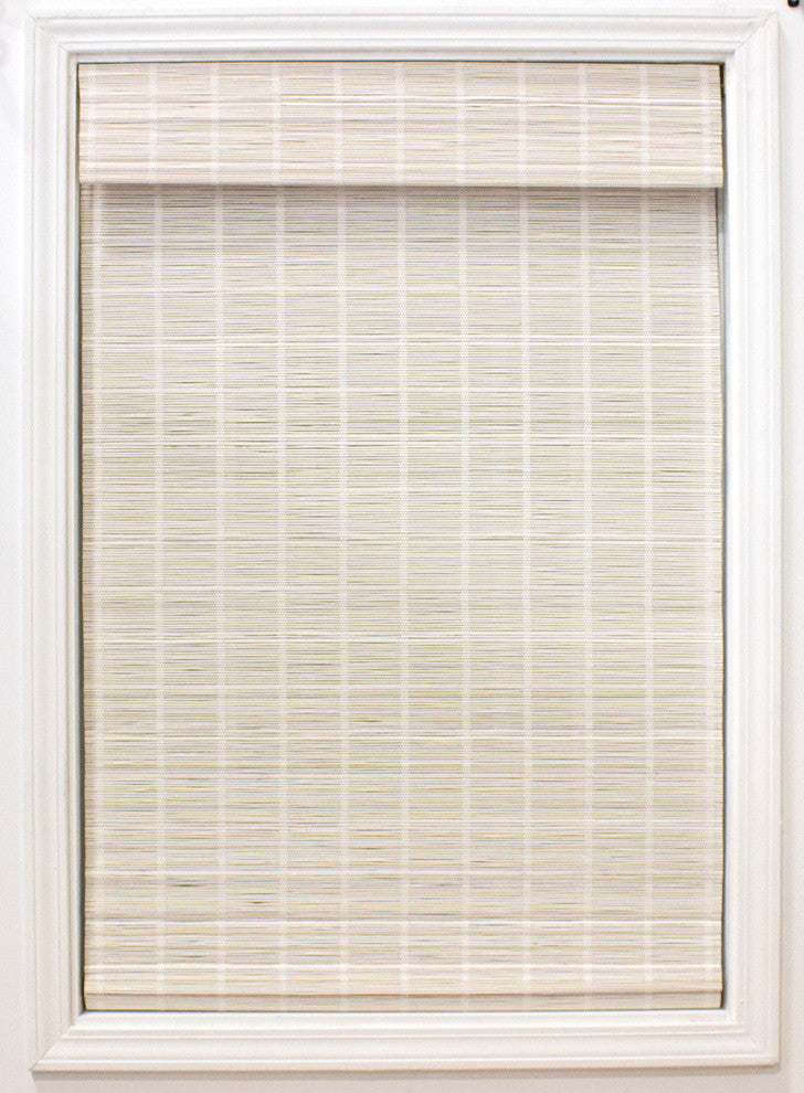 Cordless Bayshore Matchstick Bamboo Roman Shade, White, 34"x64"