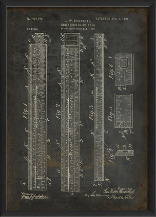 Rosenthal Slide Rule Patent on Black Framed Print