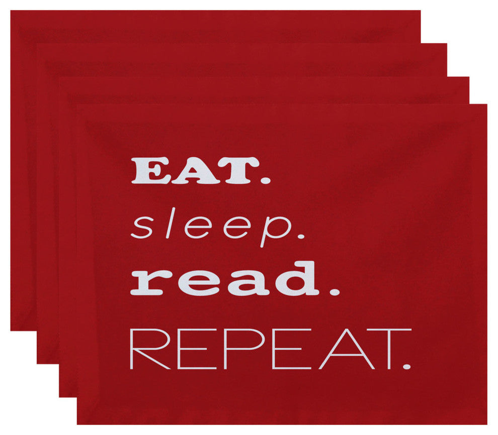 18"x14" My Mantra, Word Print Placemat, Coral, Set of 4