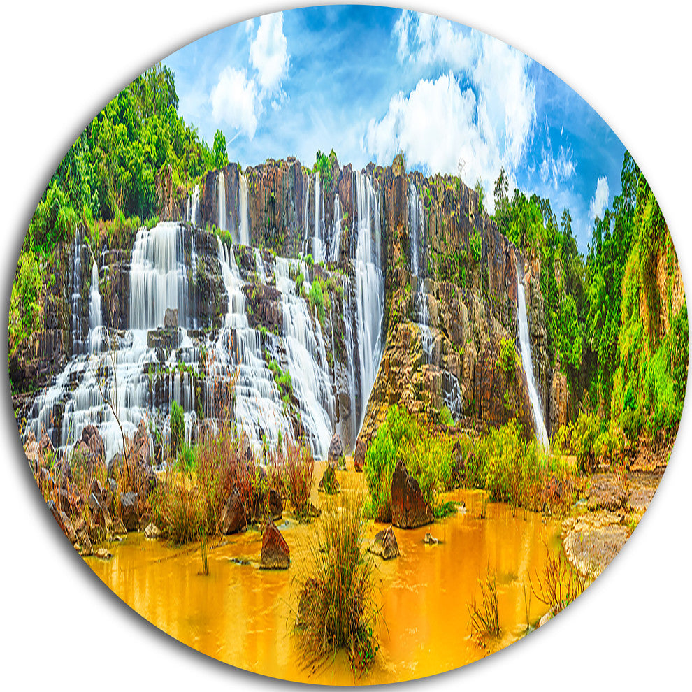 Pongour Waterfall, Landscape Photography Round Wall Art, 38"