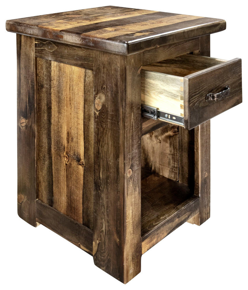 Big Sky Collection Rugged Sawn One Drawer Nightstand, Natural, 30"H