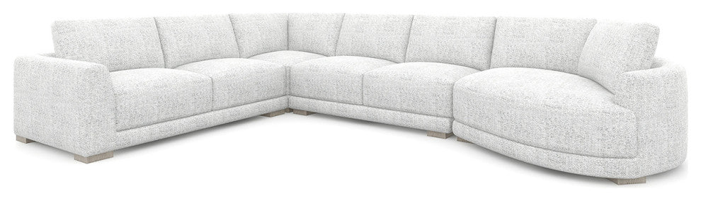 Laguna 166" Modular Feather-Cushion Sectional Sofa, Cloud Light Gray Polyester Tweed, Left-Arm Facing