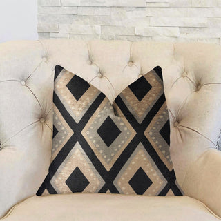 Jager Dotz Blue and Beige Luxury Throw Pillow, 24"x24"