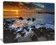Sunset over Rocky Ocean Shore, Large Landscape Canvas Art Print, 60"x28"