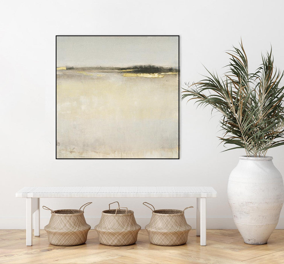 "Embellished Subtle Scape I" Framed Canvas by Giant Art 30"x30"