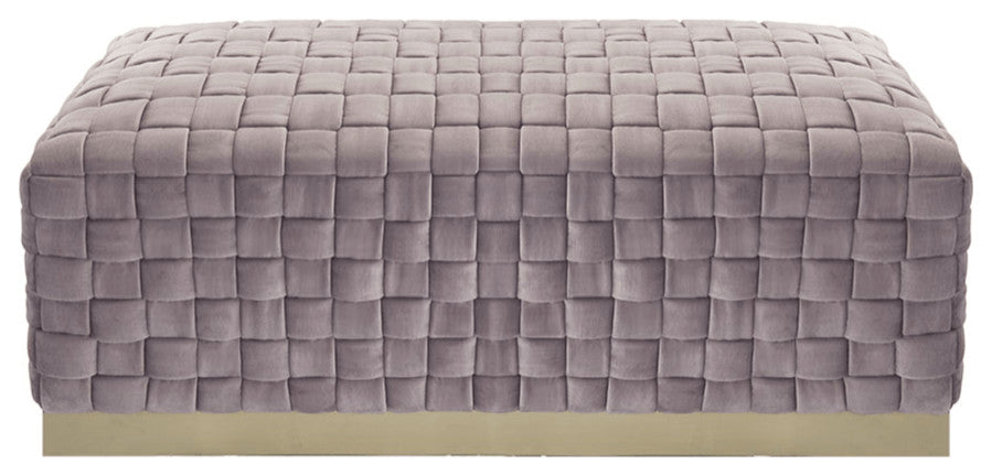 40" Lilac And Gold Upholstered Velvet Bench