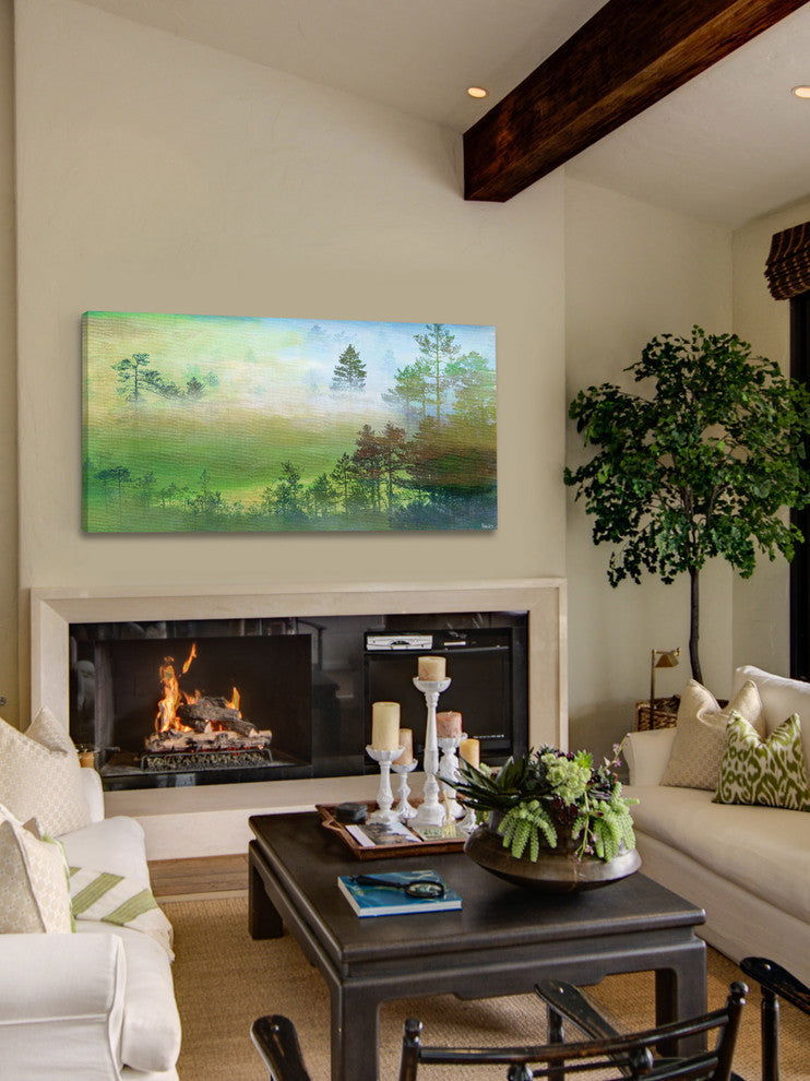 "Misty Pine Forest" Fine Art Canvas Print, 24"x12"