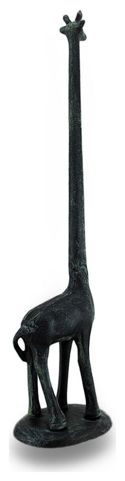 Verdigris Finish Cast Iron Giraffe Paper Towel Holder