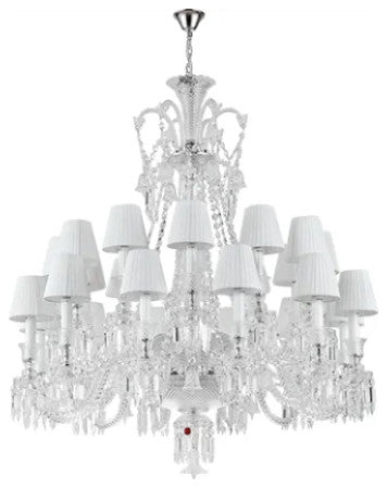 Baccarat Design Crystal Chandelier Lighting, White, 24 Lights