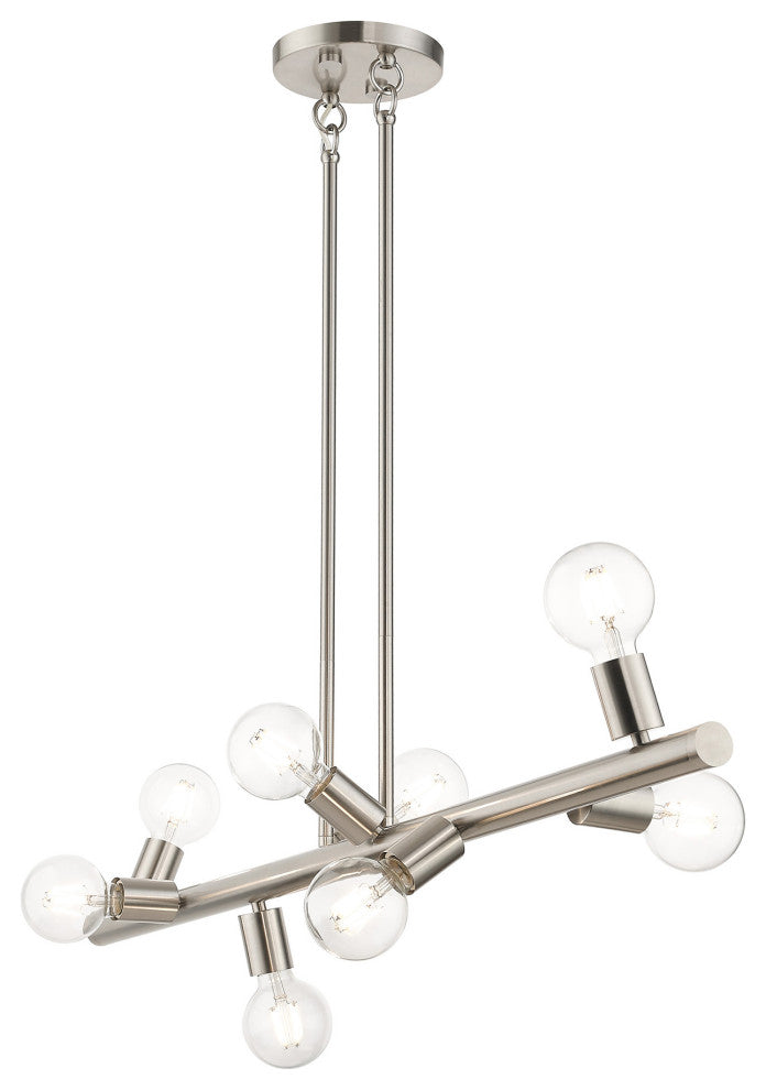 Livex Lighting Bannister 8-Light Brushed Nickel Large Chandelier
