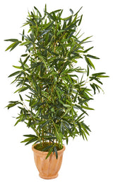 4.5' Bamboo Artificial Tree in Terra Cotta Planter UV Resistant, Indoor/Outdoor