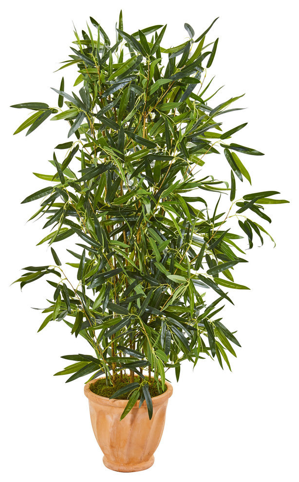 4.5' Bamboo Artificial Tree in Terra Cotta Planter UV Resistant, Indoor/Outdoor