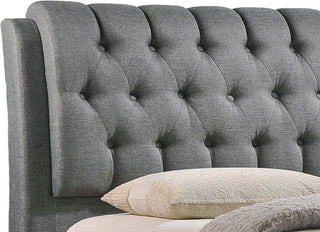 Ainge Button-Tufted Gray Upholstered Storage King Bed With 2-Drawer