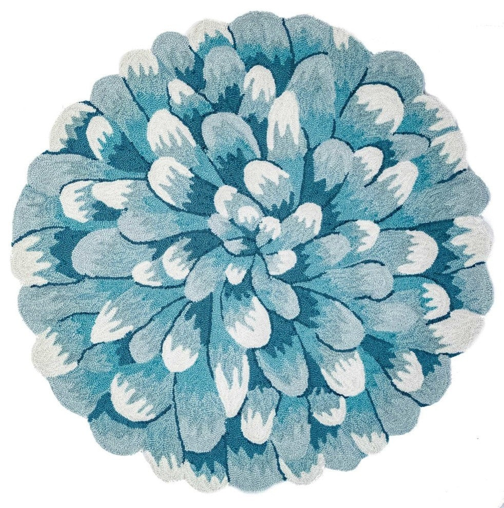 Frontporch Mum Rug, Aqua, 5'' Round