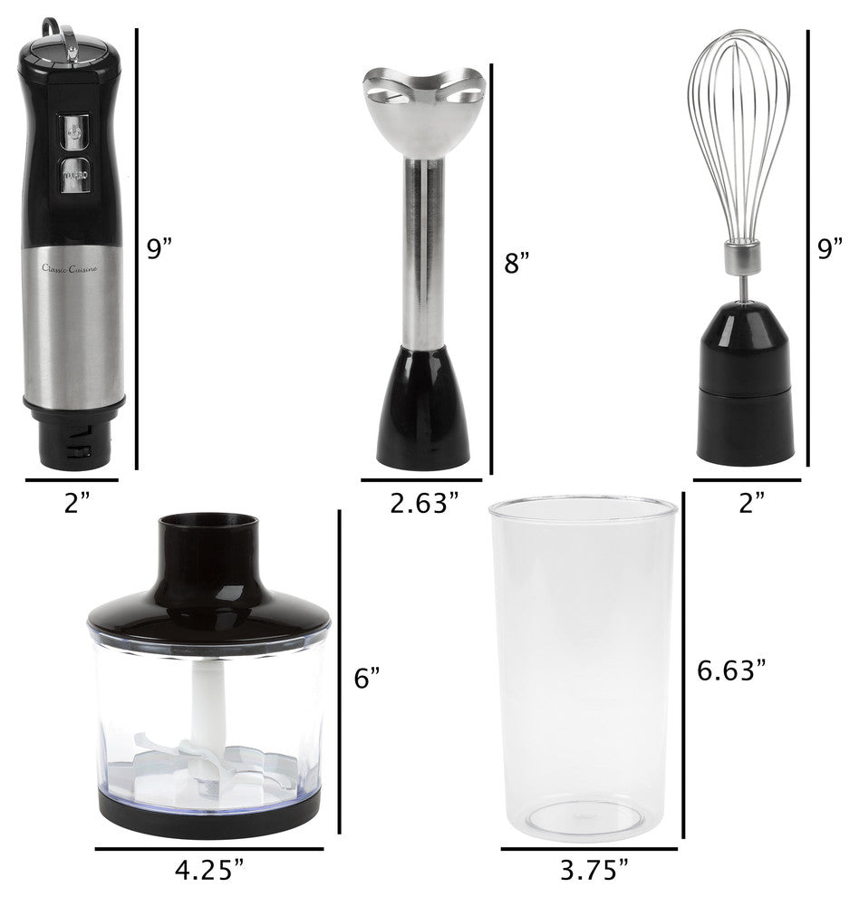 Classic Cuisine Immersion Blender 4 in1, 6 Speed Hand Mixer Set