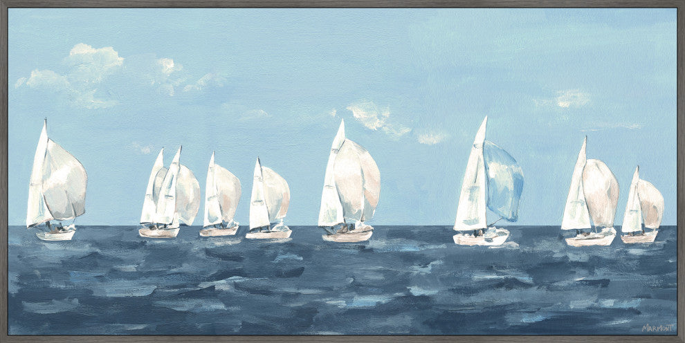 "Sailing Out" Floater Framed Painting Print on Canvas, 60x30