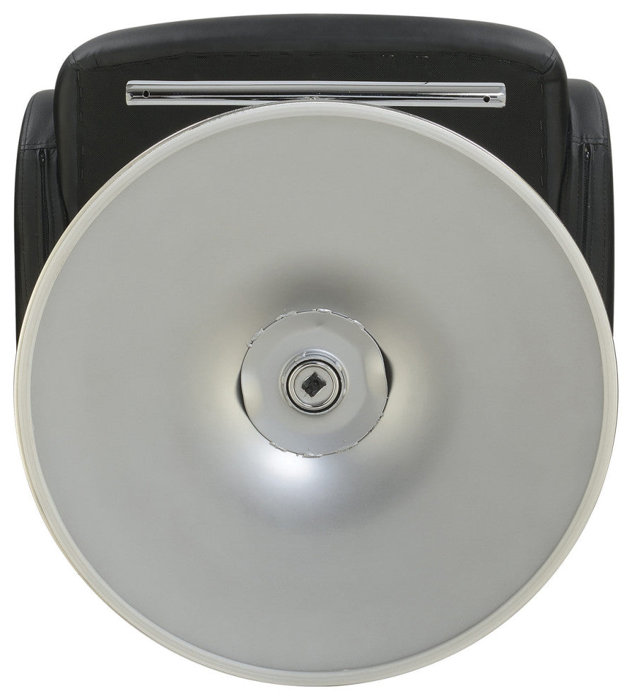 Leatherette and Metal Adjustable Height Bar Stool, Black