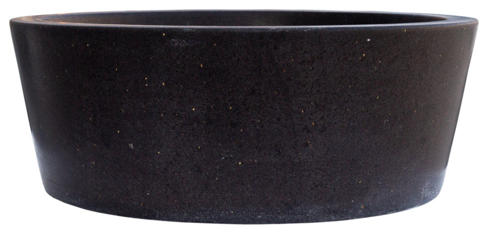 Natural Stone Black Andesite Tapered Sink Honed-Matte  (D)16" (H)6"