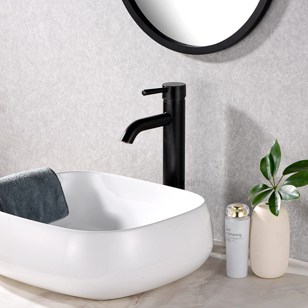Luxier BSH03-T Single Hole Vessel Bathroom Faucet with Drain, Oil Rubbed Bronze