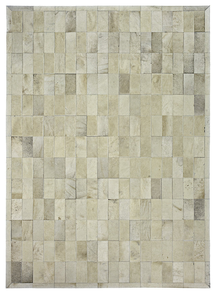 Cowhide Patchwork Rug, Daedalus, Neutral, 6'x9'