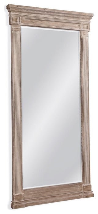 Distressed Grey Floor Mirror Greek Doric Style Rustic