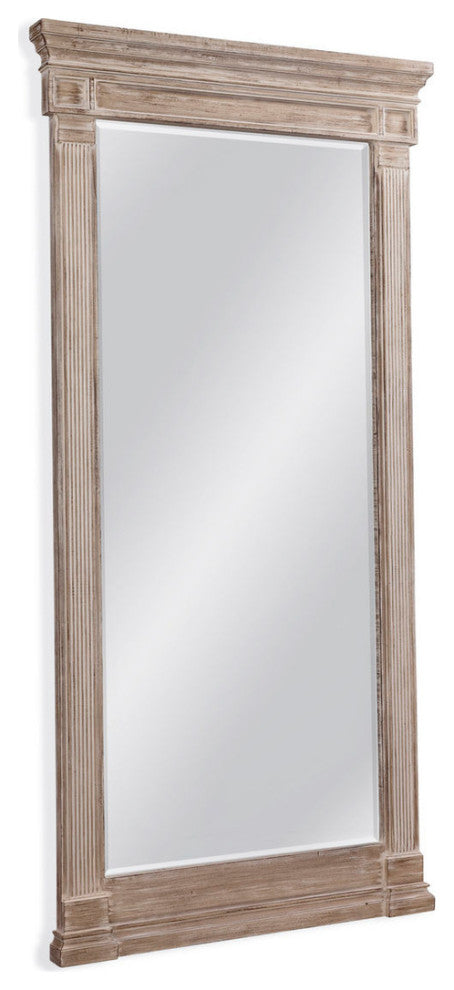 Distressed Grey Floor Mirror Greek Doric Style Rustic