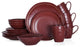 Stone Lain Clara Porcelain 16 Piece Dinnerware Set, Burgundy