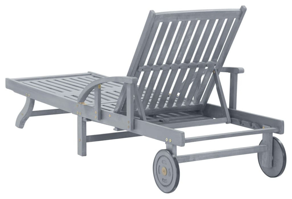 vidaXL Solid Acacia Wood Patio Sun Lounger with Cushion Sunbed Terrace Seat