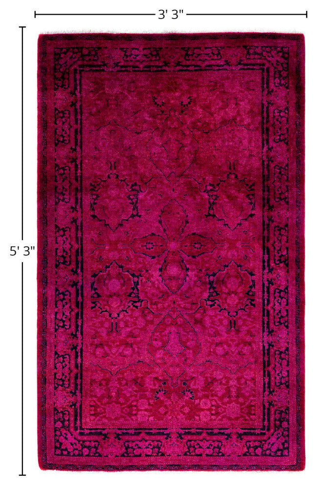 Overdyed One-of-a-Kind Hand-Knotted Area Rug Pink, 3' 3" x 5' 3"
