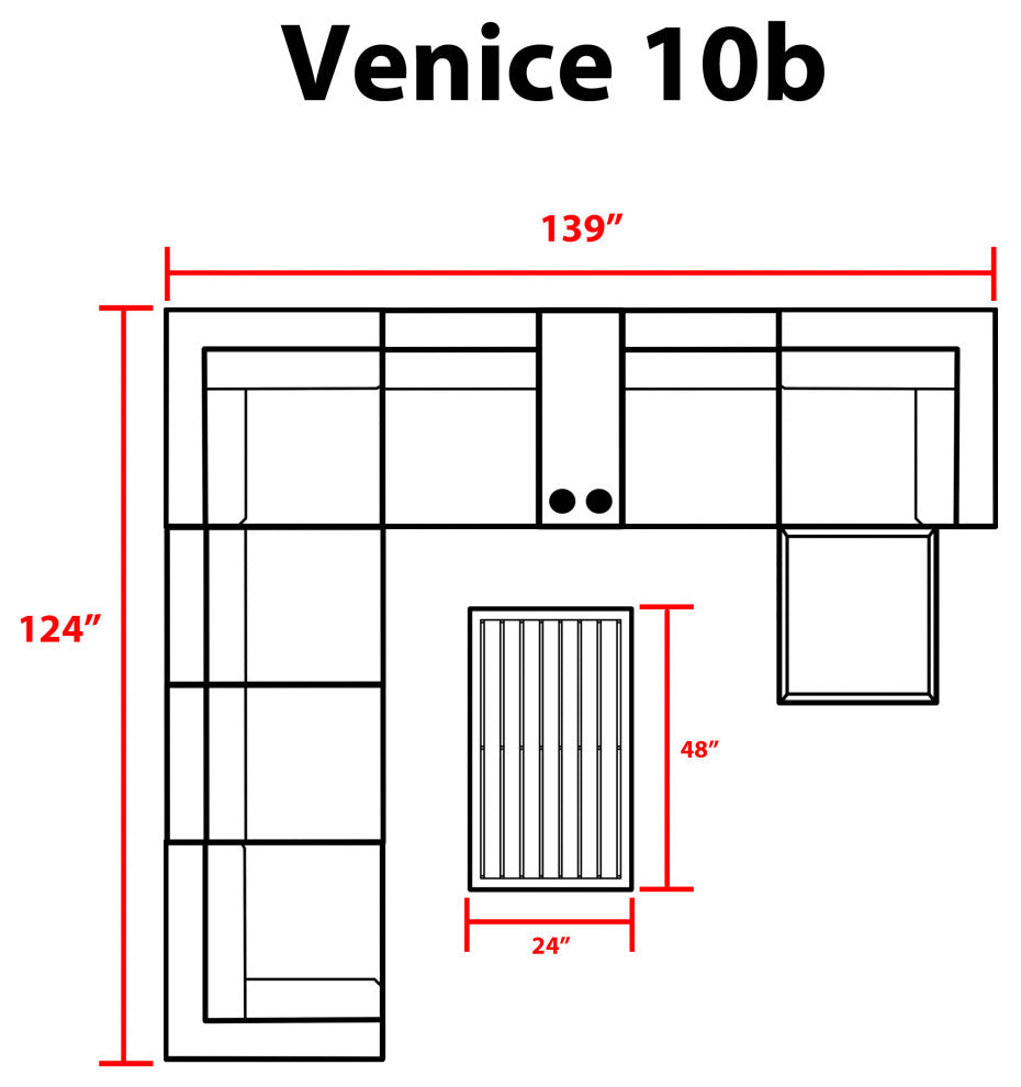 Venice 10 Piece Outdoor Wicker Patio Furniture Set 10b