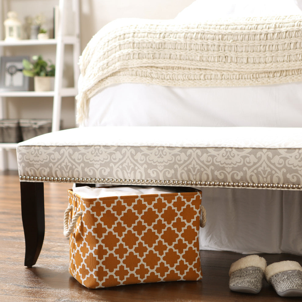 DII Polyester Bin Lattice Pumpkin Spice Rectangle Medium