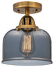 Large Bell Semi-Flush Mount, Brushed Brass, Plated Smoke, Plated Smoke