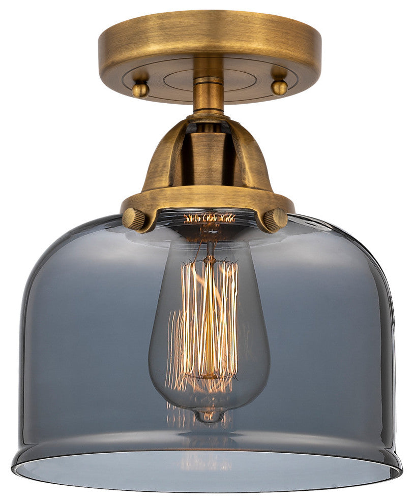 Large Bell Semi-Flush Mount, Brushed Brass, Plated Smoke, Plated Smoke
