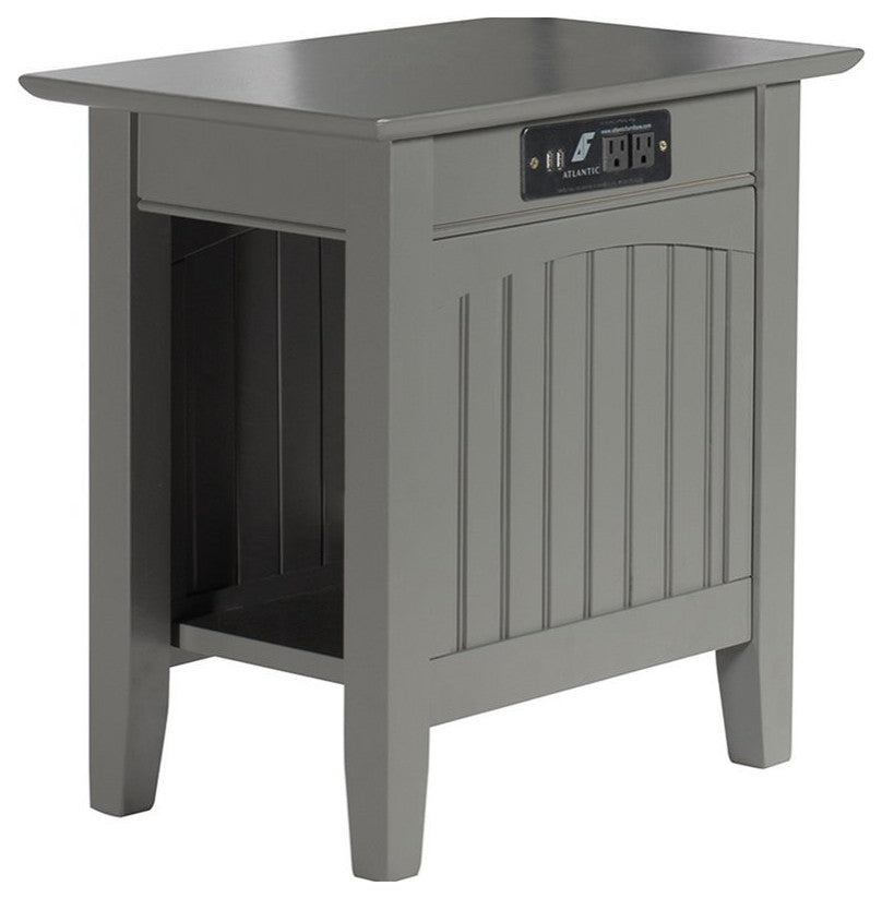 Home Square 2 Piece Nantucket Chair Side Table with Charger Set in Grey