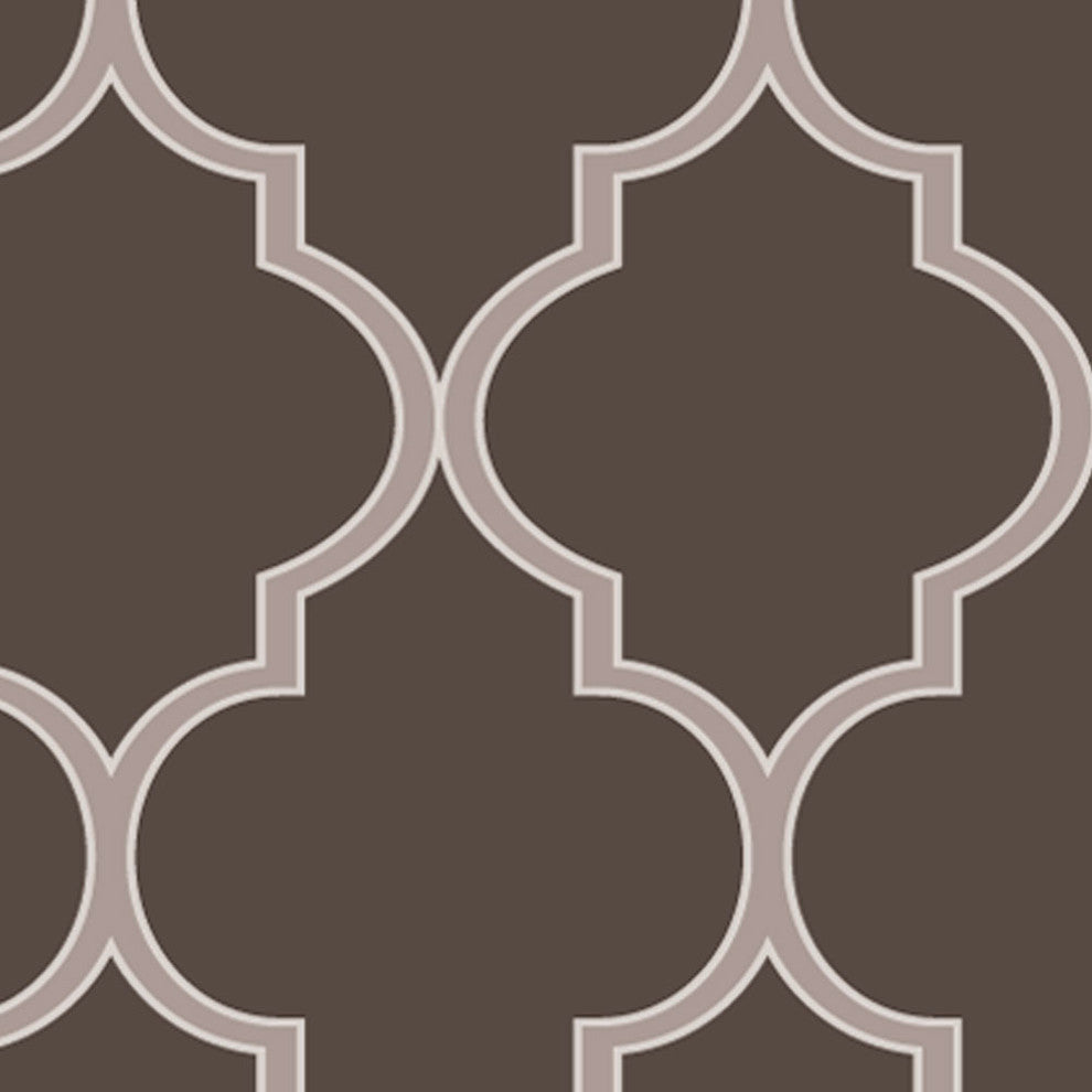 Moroccan Peel and Stick Vinyl Wallpaper, Chocolate Brown, 24"x108"