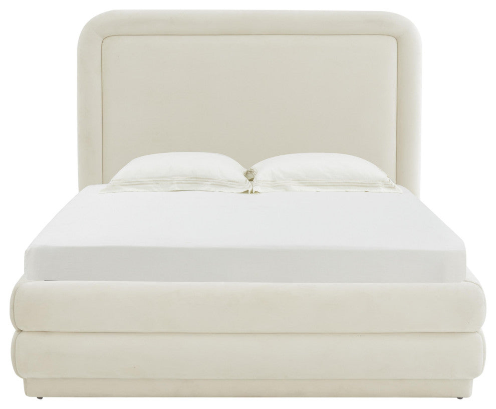 Briella Cream Velvet Bed in Queen