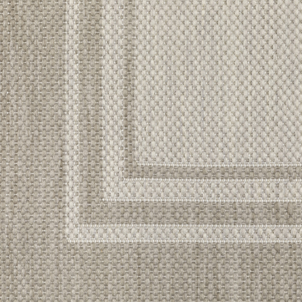 Parlan Solid Border Indoor-Outdoor Area Rug, Ivory, 1'10"x7'3"